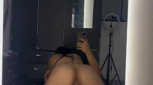 My neighbor saw the video and came over to have fun by the mirror