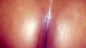 Black ebony cougar with big oiled ass and thong panties takes cock like bitch