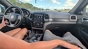 hey, wanna see this messy handjob with a huge cumshot while we're driving? it's wild and sticky, right?