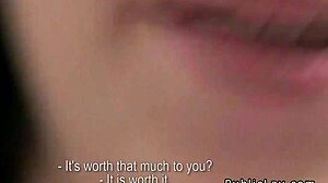 Euro amateur picked up in public contrasts outdoor tease with indoor fucking by big cock.