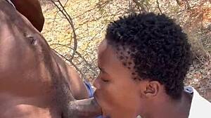 Outdoor Hookup Turns Wild With Ebony Babe Taking Monster Cock In Forest Creampie Action!