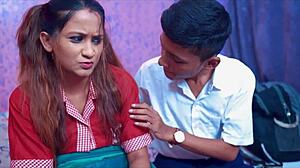 This 18-year-old Indian college couple dives into hardcore sex with wet licks and deep thrusts. They build to squirting orgasms in missionary and doggystyle on their homemade bed.