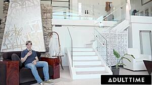 PAWG Stepmom Lauren Phillips Catches Skinny Stepson Jerking Off Then Rides Him Doggystyle for Massive Creampie