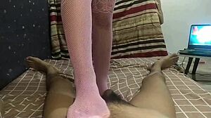 teen amateur couple gets sexy with cosplay as Japanese student teacher seduces for deepthroat blowjob, handjob, and squirting creampie in bedroom.