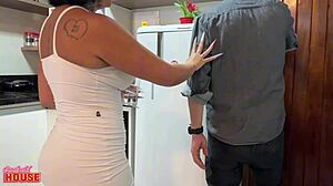 Curvy Brazilian Morena Safada Takes Plumber's Huge Monster Cock Deep In Her Shaved Pussy For Interracial Creampie Delight.