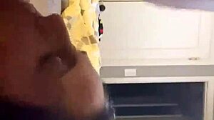 Facial Cumming in Her Mouth Leaves Wife with Mouthful of Jizz After Blowjob and Bent Over Fucking with Cumshot