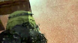 In a public street in Buenos Aires, this Argentinian teen amateur takes cum outdoors as a voyeur watches her prostitute act.