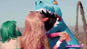 Cosplay Girlfriends Share Huge Dildo and Cock in Wild Party!