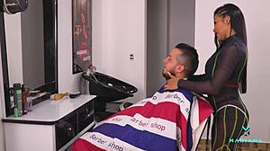 Ready for rough sex in the barbershop with huge cock client exploding cum on my face?