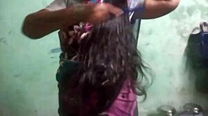 Why is this sexy aunty washing her dress in the bathroom like that?