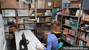 I catch this young 18+ ebony shoplifter daya knight in the office and fuck her doggystyle as the secret guard