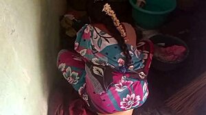 Why is this sexy aunty washing her dress in the bathroom like that?