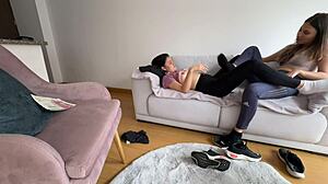 Paying roomie rent with lesbian sex turns intriguing