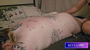 I reveal curvy babe massage with hot wax back tit drip fetish in tight pussy clothes ripped