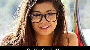 TEEN 18+ WITH GLASSES AUDITIONS FOR PORN ON CASTINGCOUCH-X!