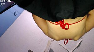 Brunette Babe In Skirt Shows Shaved Pussy Upskirt