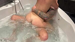 That passionate fuck in the bath ended with a hot facial cumshot