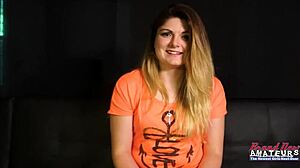 Curvy Brunette Rachel Teases With Striptease Before Getting Her Wet Area Filled And Swallowing