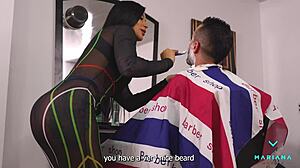 Ready for rough sex in the barbershop with huge cock client exploding cum on my face?