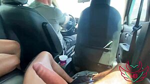 Casada Sucks Me With Husband Driving In Mmf Car Voyeur Action