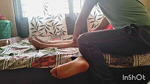 Desi Bhabhi In Red Saree Seduces Servant For Wet Pussy Play With His Hard Dick And Ass Shaking