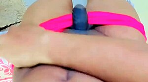 Rubbing Limp Little Clitty and Pissing in Solo Tease with Panties and Thong Aside