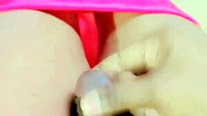 Rubbing Limp Little Clitty and Pissing in Solo Tease with Panties and Thong Aside