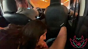 Casada Sucks Me With Husband Driving In Mmf Car Voyeur Action
