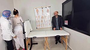 Blindfolded Wife Gets Cum Covered in Hospital Massage with Huge Cock from Uniform Guy in Cuckold Humiliation Fuck