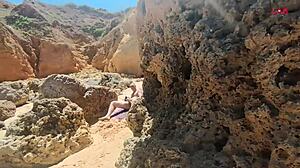 Hey, check out this deepthroat blowjob with cum in mouth on the nudist beach