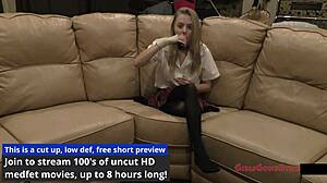 hey check out ava siren in this behind the scenes hospital fail with petite blonde anal fingering in latex gloves and leggings spreading