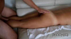 Oh wow, experience this homemade sex massage that drives girls to intense orgasm with cuckold watching!