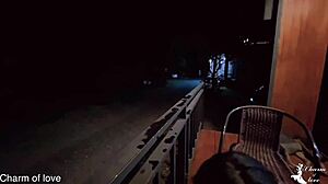 Teacher FUCKS Skinny Asian Female Student in Homemade DoggyStyle Creampie on Outdoor Balcony