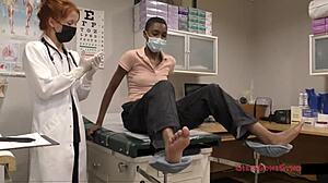 Are you ready for the perverted podiatrist Jewel with shaved pussy and foot fetish action?