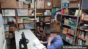 I catch this young 18+ ebony shoplifter daya knight in the office and fuck her doggystyle as the secret guard