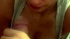 Betty explores deepthroat techniques with impressive skill and focus on her boobs and tits