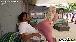 Hey, check out this pawg queen with shaved pussy getting facial cumshot after deepthroat