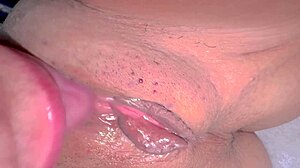 Amateur Wife's Shaved Wet Pussy Close-Up 271 Days Post-Virginity Loss