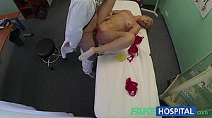 Curvy blonde nurse takes dirty doctor's hidden offer?