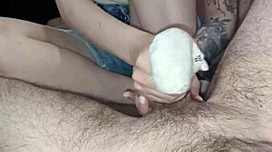 Socksjob Fills Cute Neighbor's Socks with Huge Cum Load