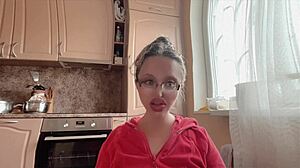 Fetish girl poses with huge kinky glasses long nails