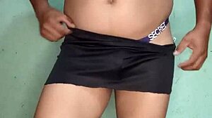 mexican babe dances teasing in purple satin victoria secret tanga ripped skirt