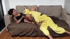 caught my nerdy pikachu nephew jerking off and couldn't resist fucking him 😈🍆