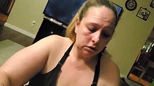 Wife's sloppy deepthroat teases cock, husband's watching?