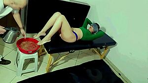 FOOT BATH TURNS INTO SUCKING TOES AND CUMMING ON HER PERFECT FEET