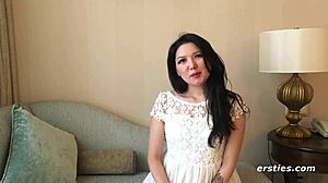 so ameliya's just chilling fingering her smooth clit and shaved pussy intimately