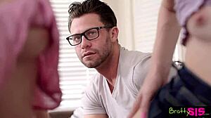 skinny blonde stepsisters share hot taboo family sex