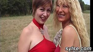 OMG! French Lesbian Teen Tries Strapon Outdoors for First Time!