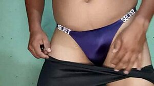 mexican babe dances teasing in purple satin victoria secret tanga ripped skirt