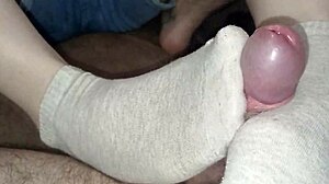 Socksjob Fills Cute Neighbor's Socks with Huge Cum Load